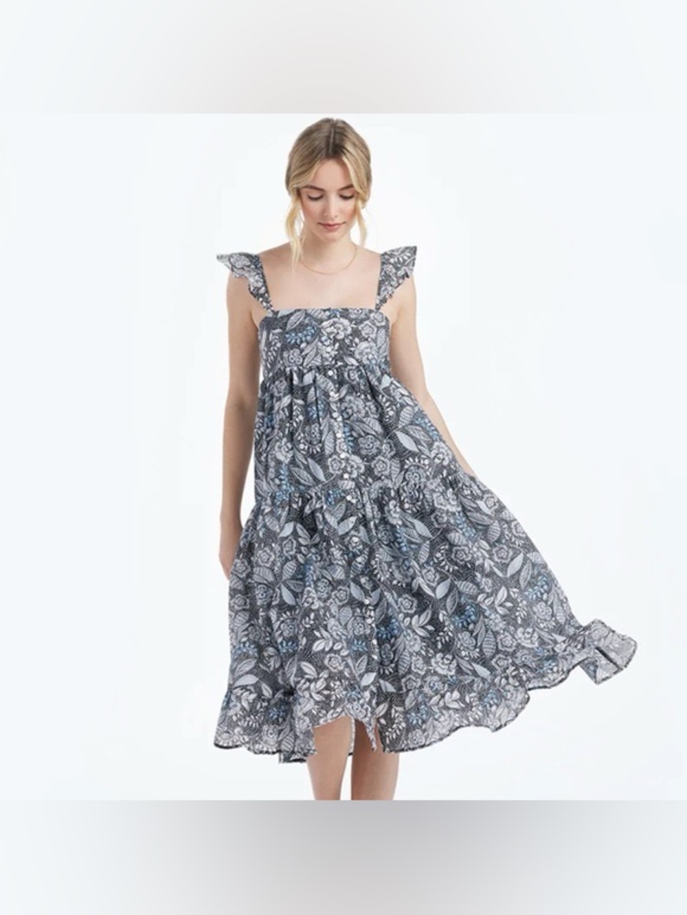 Summersalt Island Floral Tiered Ruffle Midi Dress